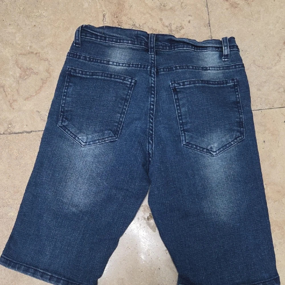 Kids  Distressed Dark Blue Denim Shorts Size 12